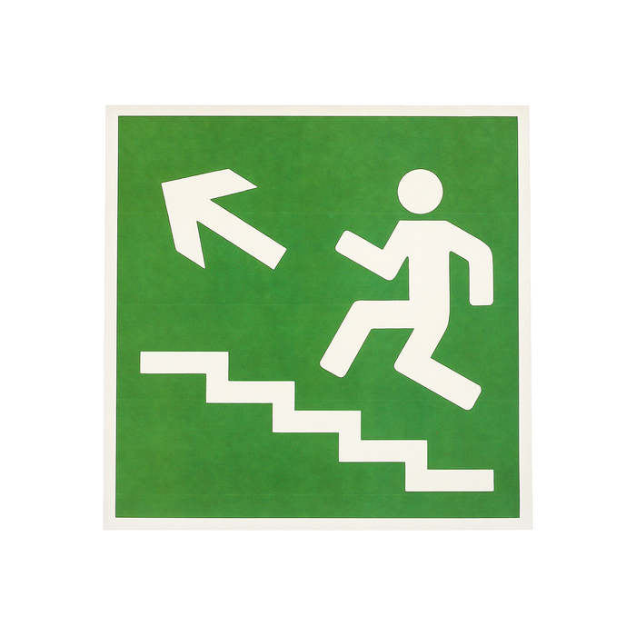 Наклейка "Направление к эвакуационному выходу по лестнице вверх", 18*18 см, цвет зелёный оптом